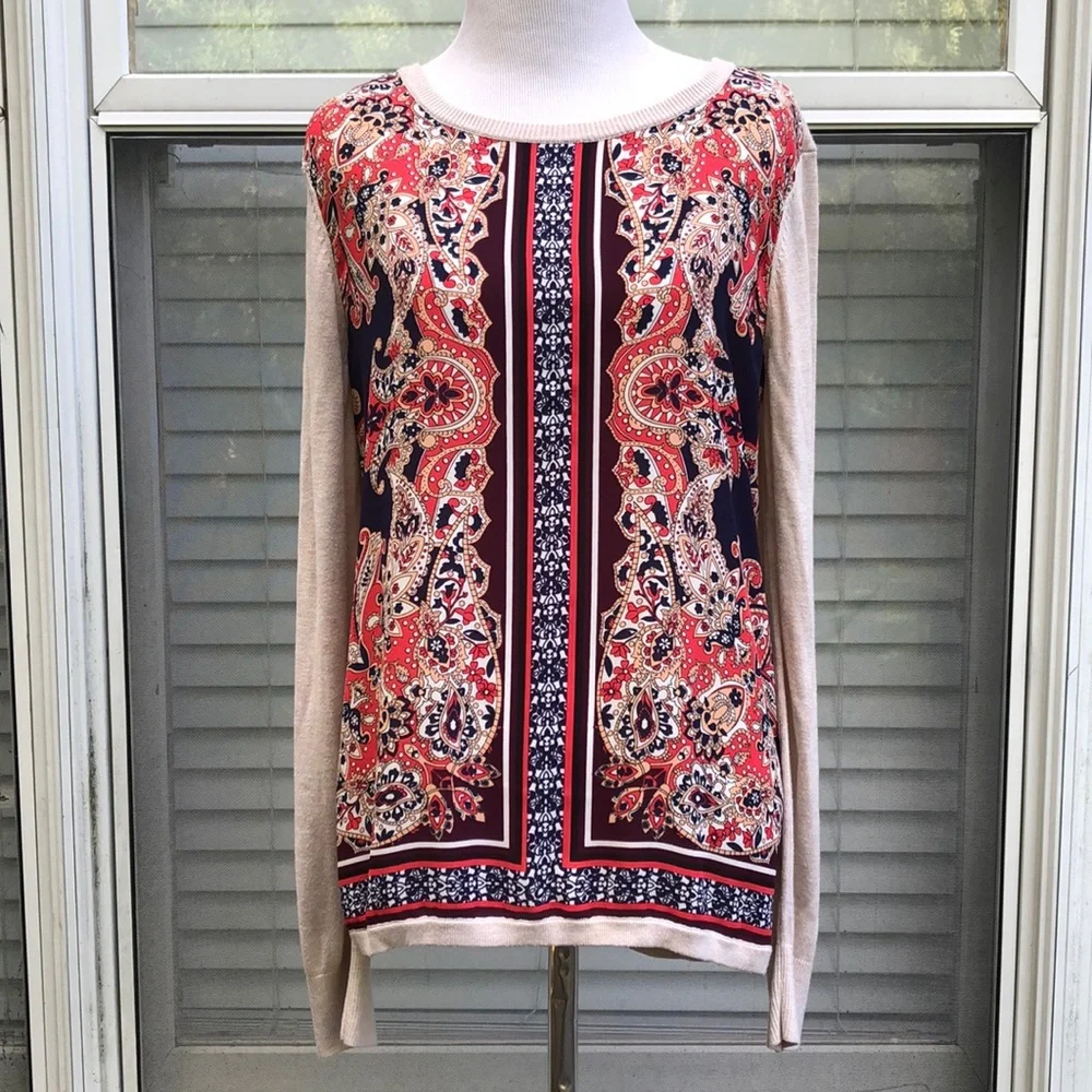 Market & Spruce Tan Open Back Sweater size M